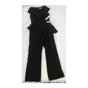 ElizaJ black peplum cap sleeves jumpsuit